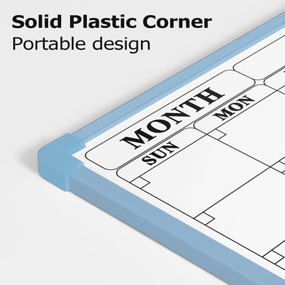 Monthly Whiteboard Calendar for Wall, Small 16" x 12" Dry Erase Board with Plastic Frame, Hanging Dry Erase Calendar with 3 Mini Sticky Notes for Kitchen Planner, Memo, Home and Office