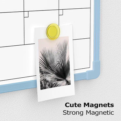 Monthly Whiteboard Calendar for Wall, Small 16" x 12" Dry Erase Board with Plastic Frame, Hanging Dry Erase Calendar with 3 Mini Sticky Notes for Kitchen Planner, Memo, Home and Office