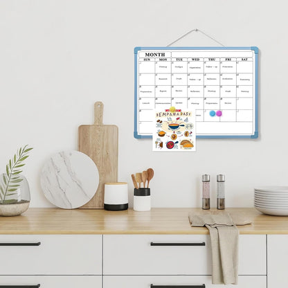 Monthly Whiteboard Calendar for Wall, Small 16" x 12" Dry Erase Board with Plastic Frame, Hanging Dry Erase Calendar with 3 Mini Sticky Notes for Kitchen Planner, Memo, Home and Office