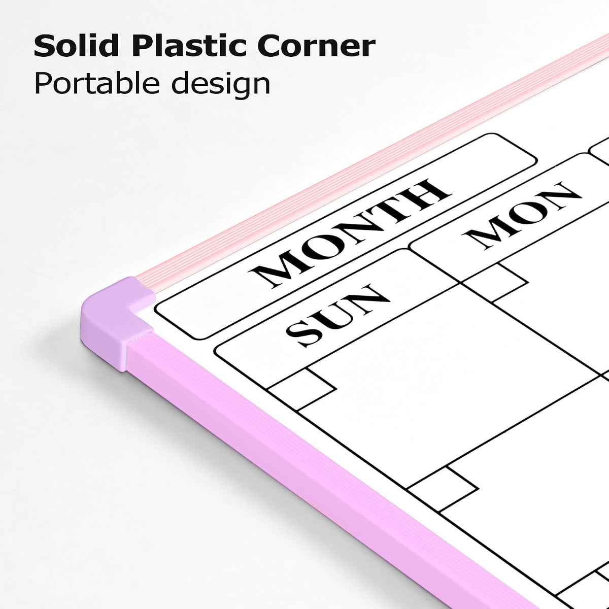 Monthly Whiteboard Calendar for Wall, Small 16" x 12" Dry Erase Board with Plastic Frame, Hanging Dry Erase Calendar with 3 Mini Sticky Notes for Kitchen Planner, Memo, Home and Office