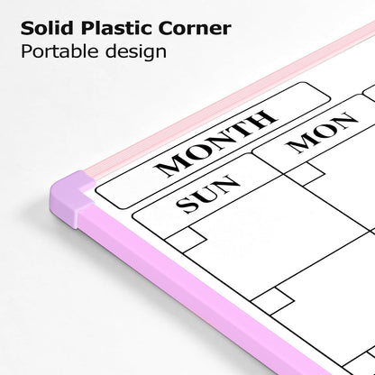Monthly Whiteboard Calendar for Wall, Small 16" x 12" Dry Erase Board with Plastic Frame, Hanging Dry Erase Calendar with 3 Mini Sticky Notes for Kitchen Planner, Memo, Home and Office