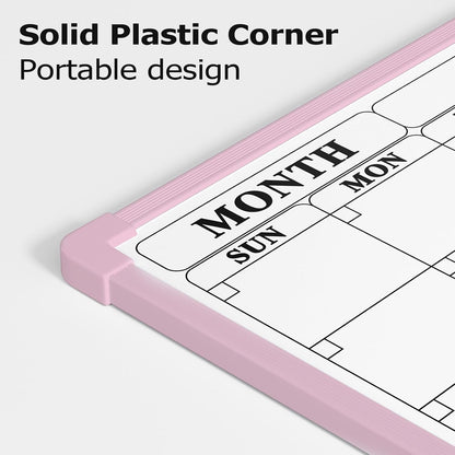 Monthly Whiteboard Calendar for Wall, Small 16" x 12" Dry Erase Board with Plastic Frame, Hanging Dry Erase Calendar with 3 Mini Sticky Notes for Kitchen Planner, Memo, Home and Office