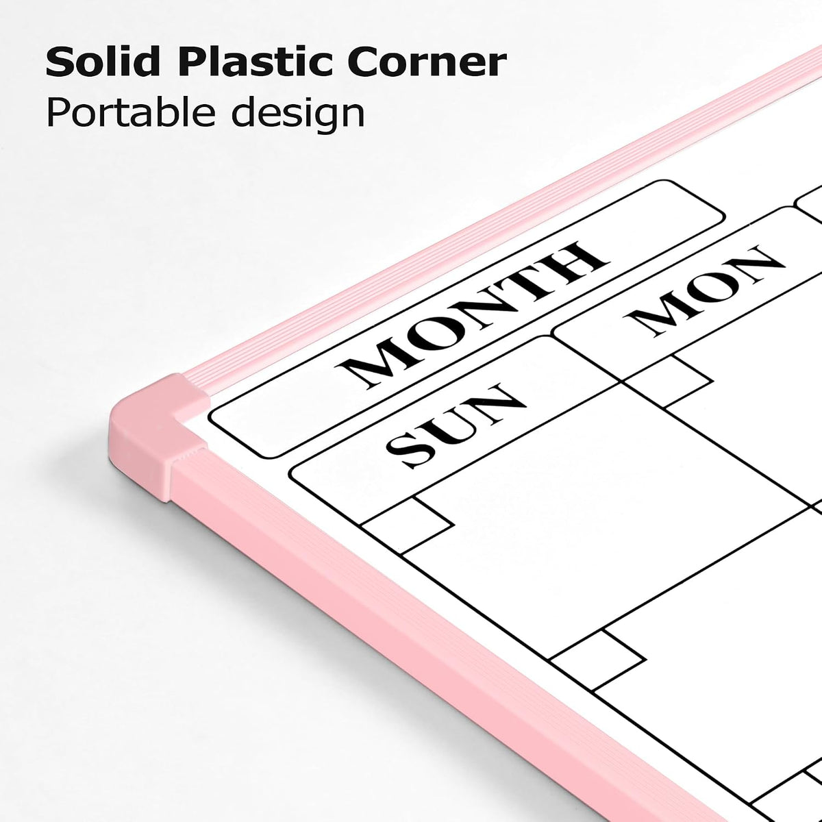 Monthly Whiteboard Calendar for Wall, Small 16" x 12" Dry Erase Board with Plastic Frame, Hanging Dry Erase Calendar with 3 Mini Sticky Notes for Kitchen Planner, Memo, Home and Office