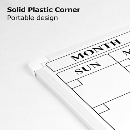 Monthly Whiteboard Calendar for Wall, Small 16" x 12" Dry Erase Board with Plastic Frame, Hanging Dry Erase Calendar with 3 Mini Sticky Notes for Kitchen Planner, Memo, Home and Office