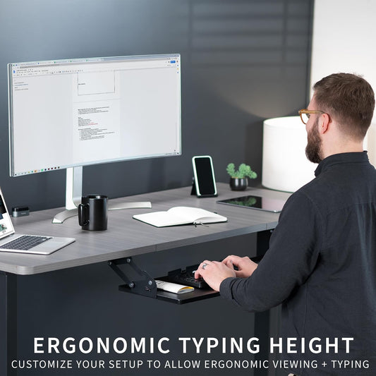 Black Under Desk 34 x 11 in Adjustable Keyboard Tray, MOUNT-KB34S