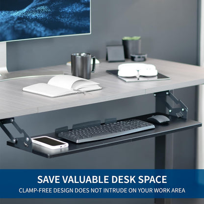 Black Under Desk 34 x 11 in Adjustable Keyboard Tray, MOUNT-KB34S