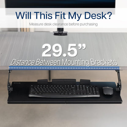 Black Under Desk 34 x 11 in Adjustable Keyboard Tray, MOUNT-KB34S