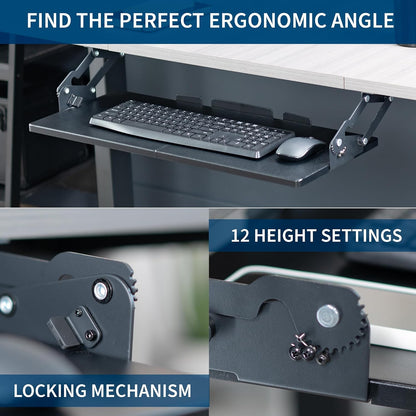Black Under Desk 34 x 11 in Adjustable Keyboard Tray, MOUNT-KB34S