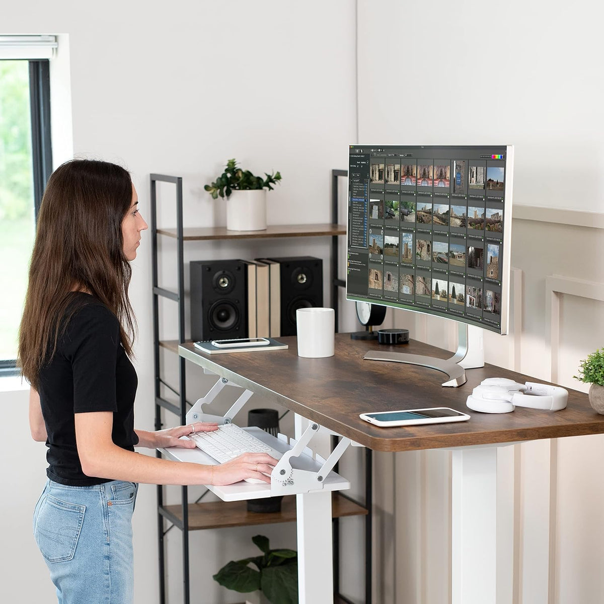 Black Under Desk 34 x 11 in Adjustable Keyboard Tray, MOUNT-KB34S