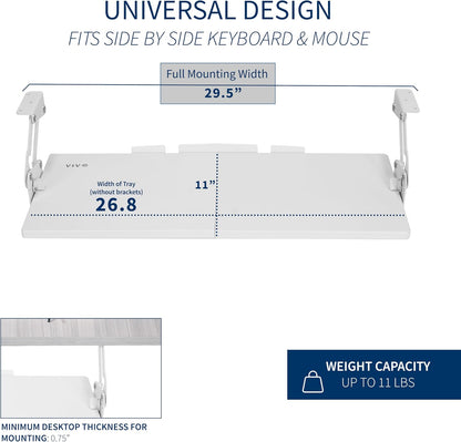 Black Under Desk 34 x 11 in Adjustable Keyboard Tray, MOUNT-KB34S