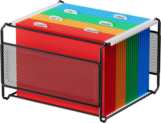 Hanging File Organizer Box, Letter Size File Folder Organizer Desk