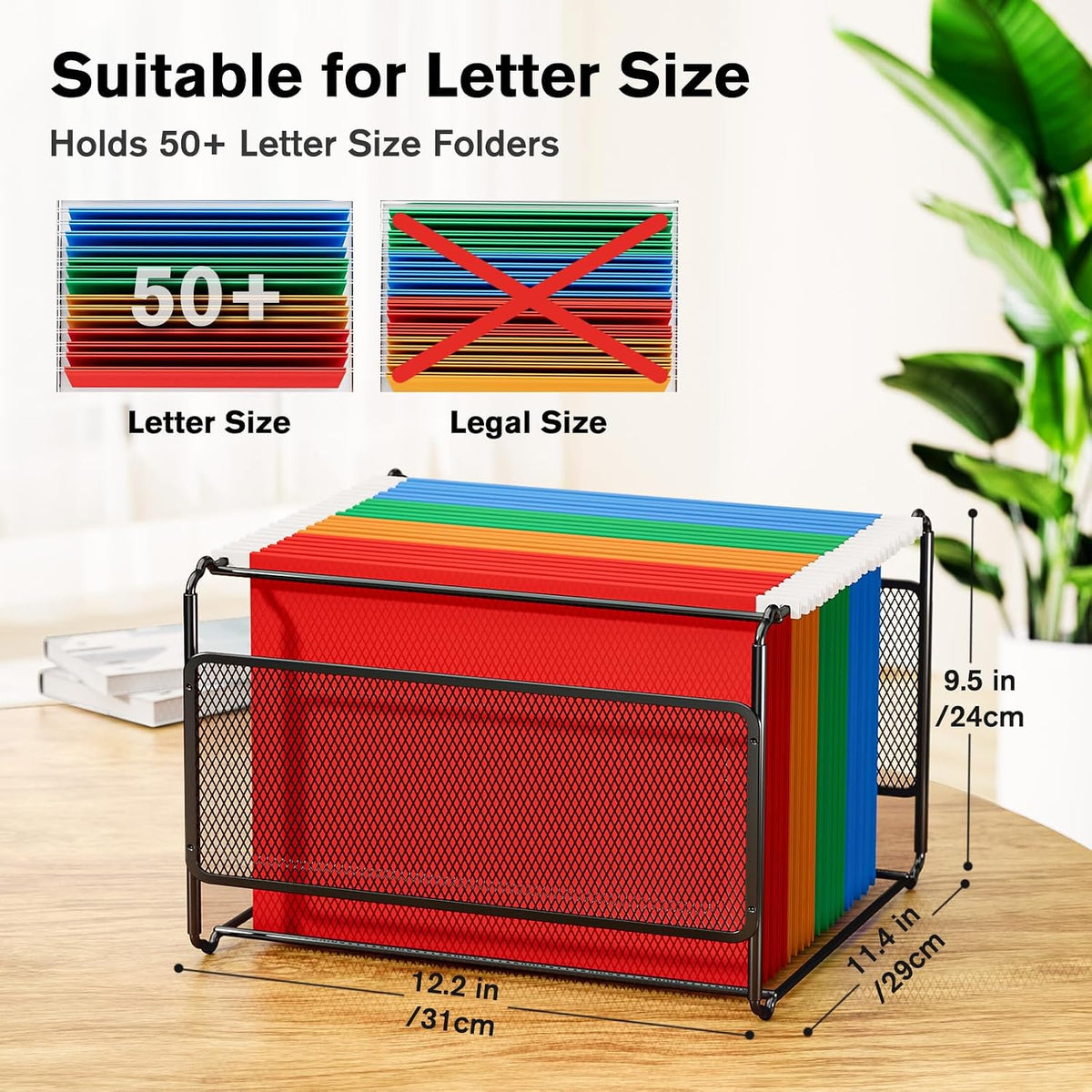 Hanging File Organizer Box, Letter Size File Folder Organizer Desk