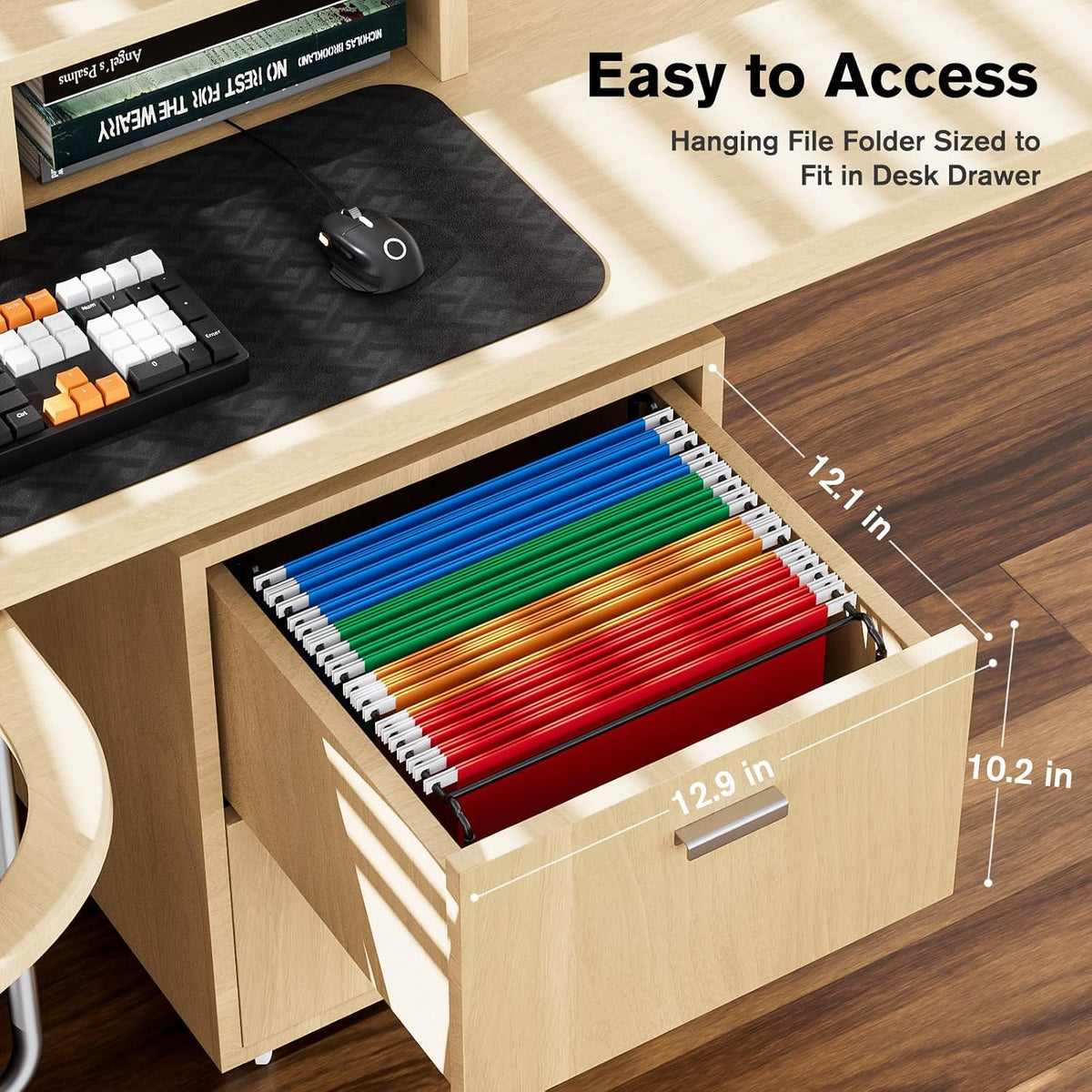 Hanging File Organizer Box, Letter Size File Folder Organizer Desk