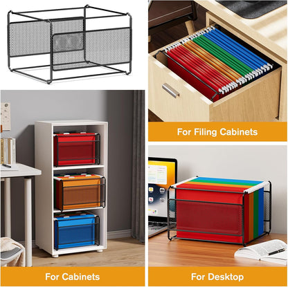 Hanging File Organizer Box, Letter Size File Folder Organizer Desk