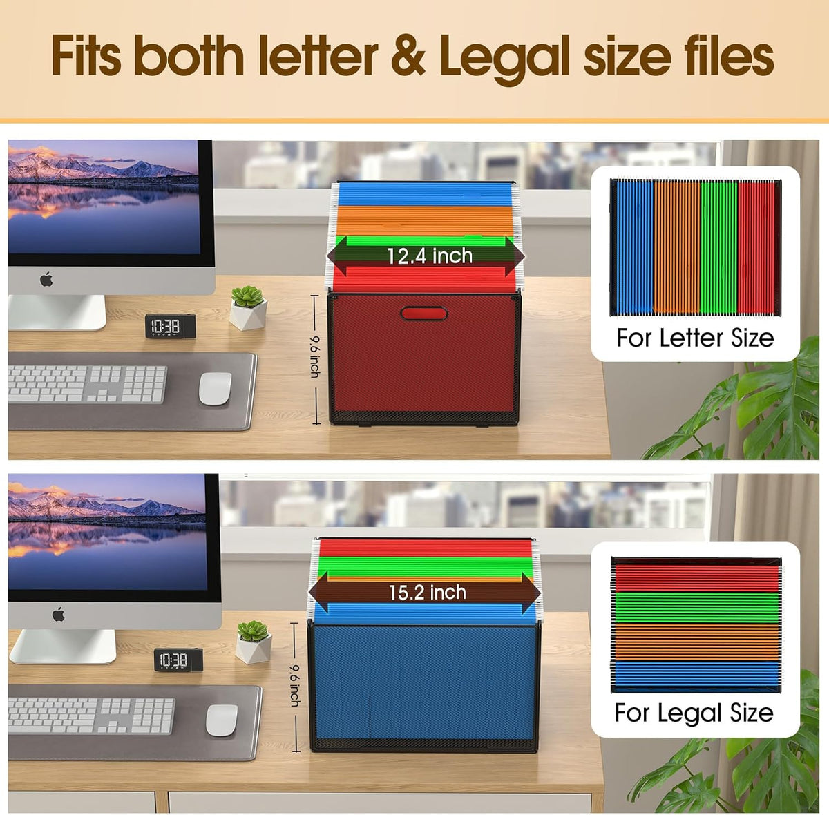 Hanging File Organizer Box, Letter Size File Folder Organizer Desk