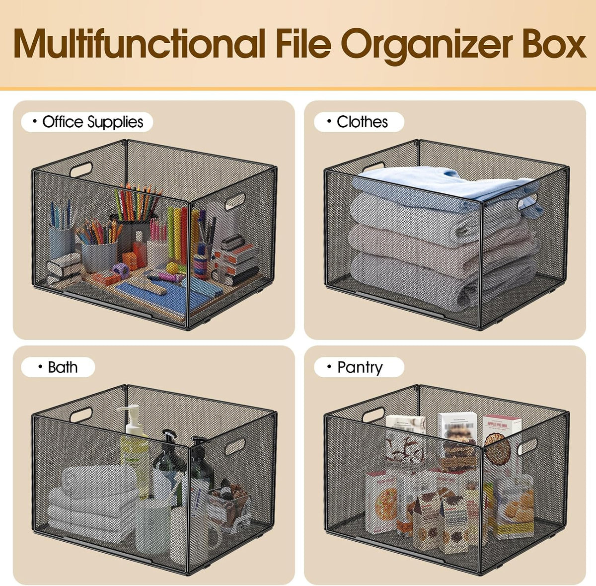 Hanging File Organizer Box, Letter Size File Folder Organizer Desk