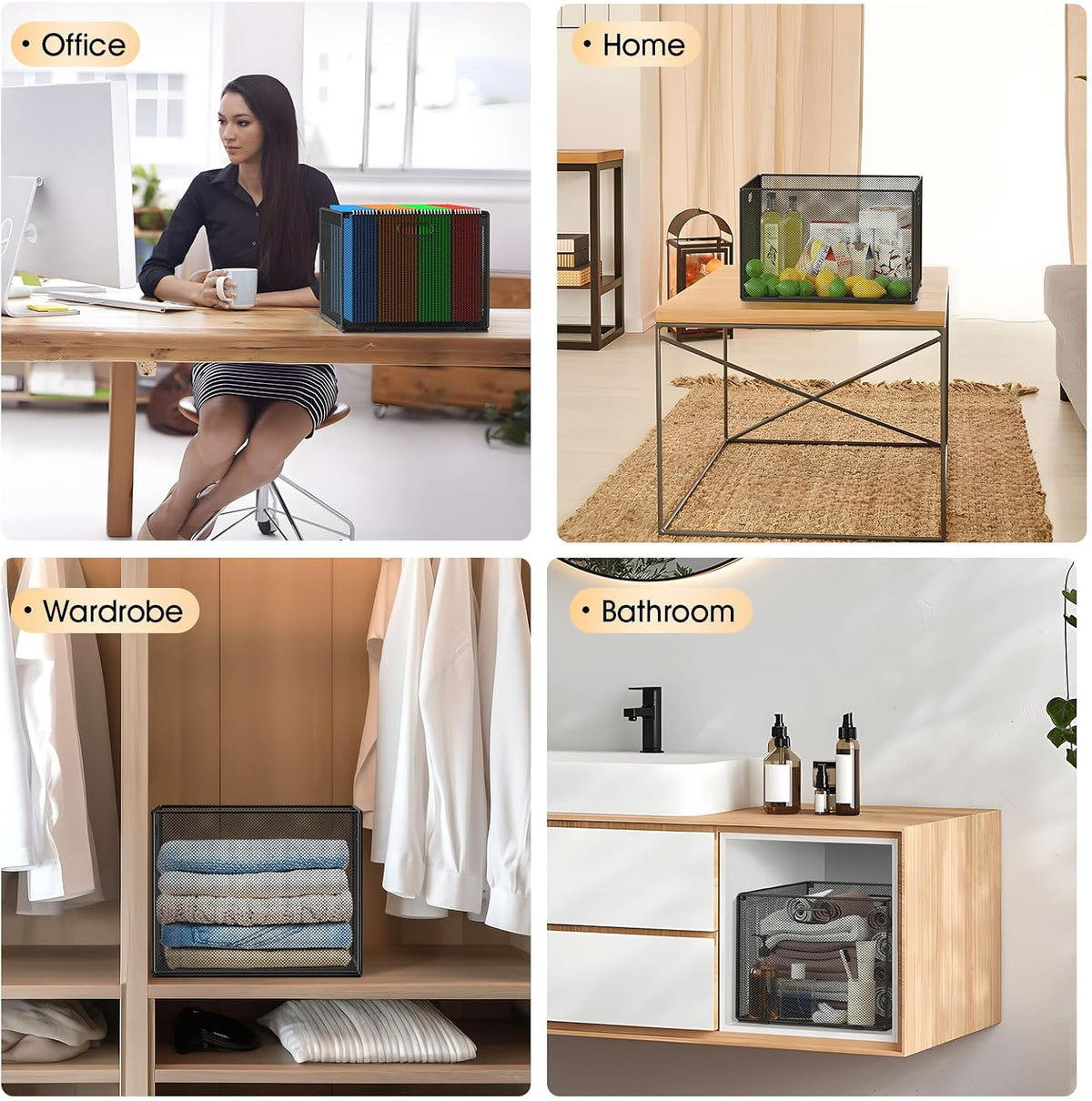 Hanging File Organizer Box, Letter Size File Folder Organizer Desk