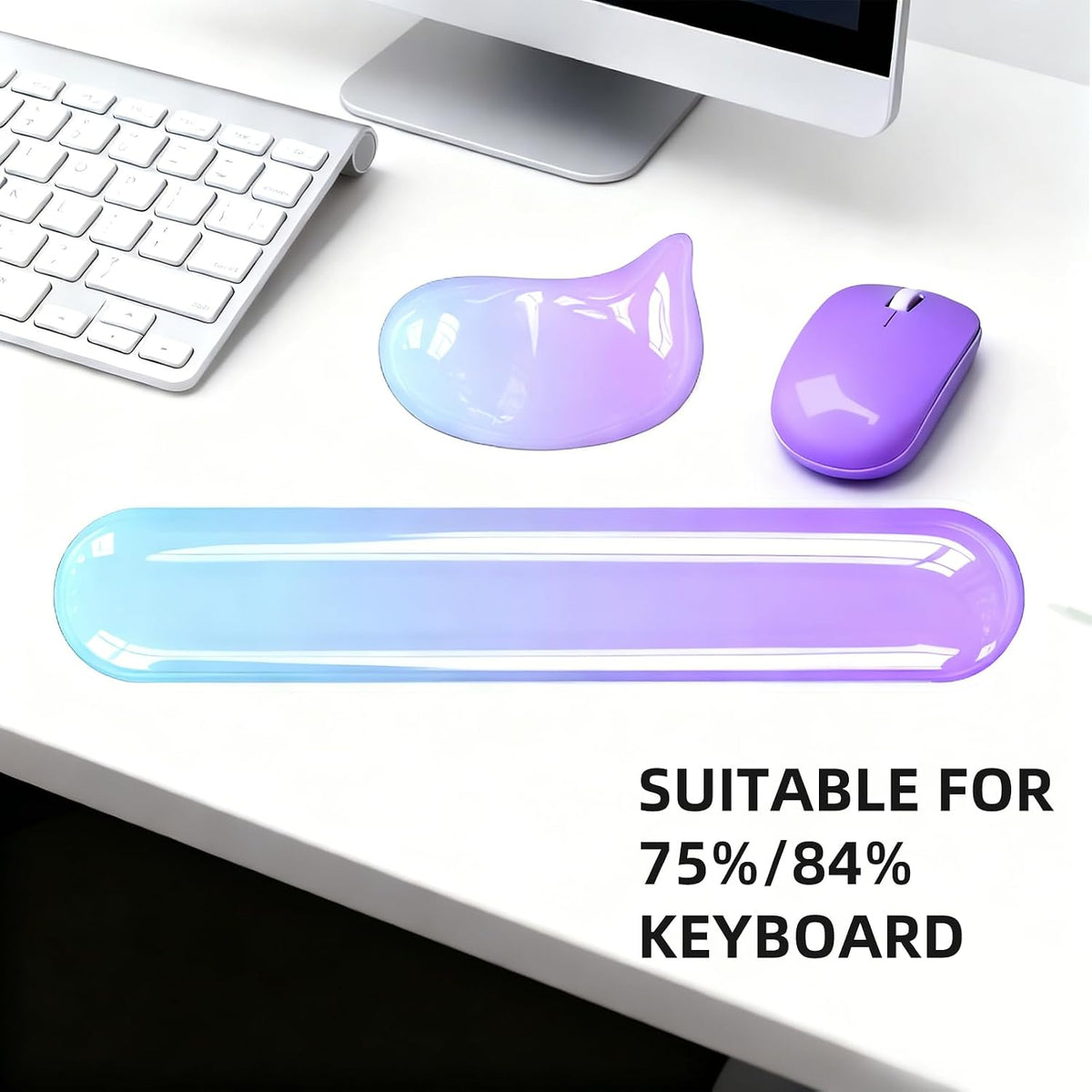 Gel Wrist Rest Set for Computer Keyboard and Mouse, 2-Pack (Purple)