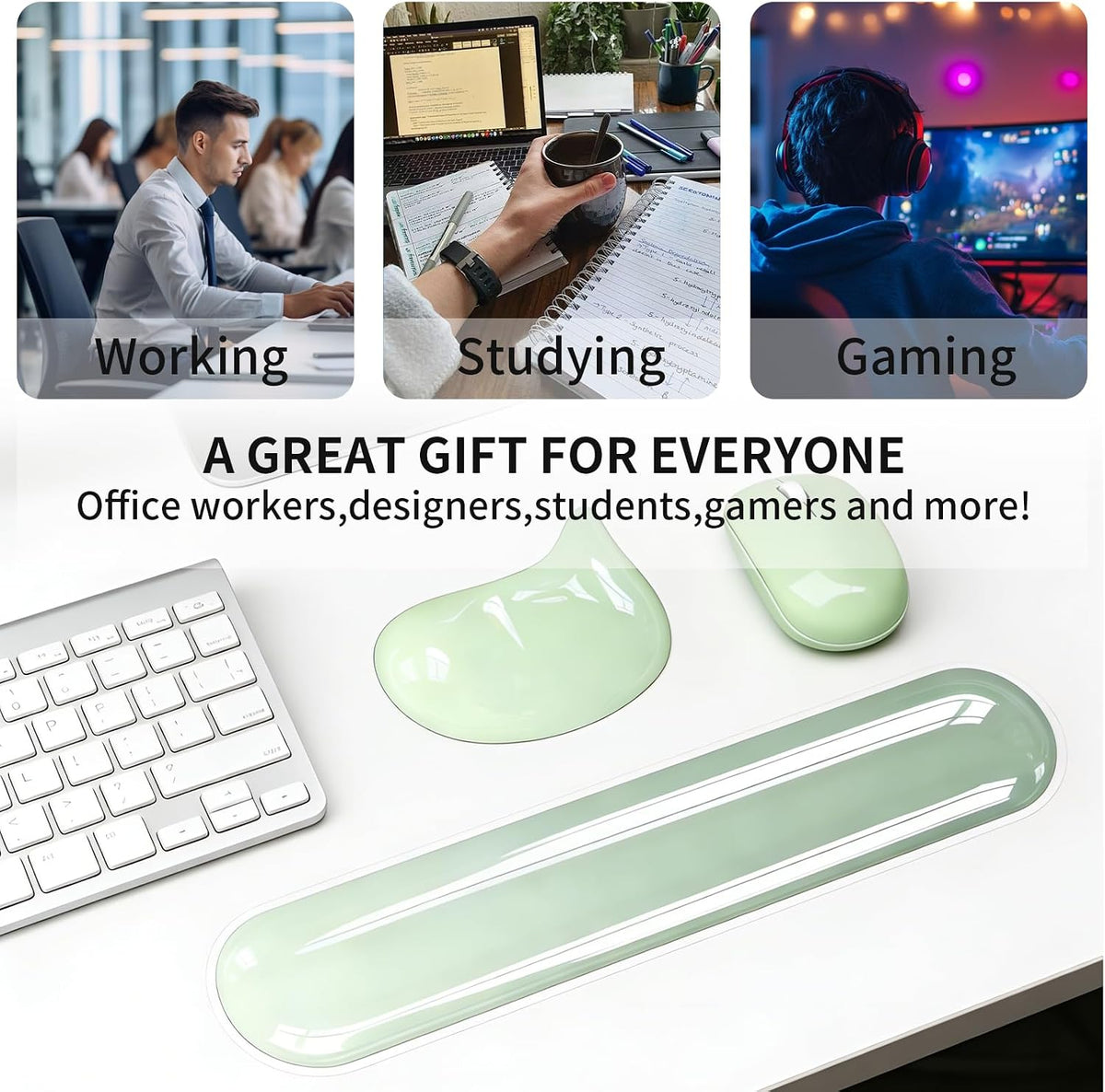 Gel Wrist Rest Set for Computer Keyboard and Mouse, 2-Pack (Purple)