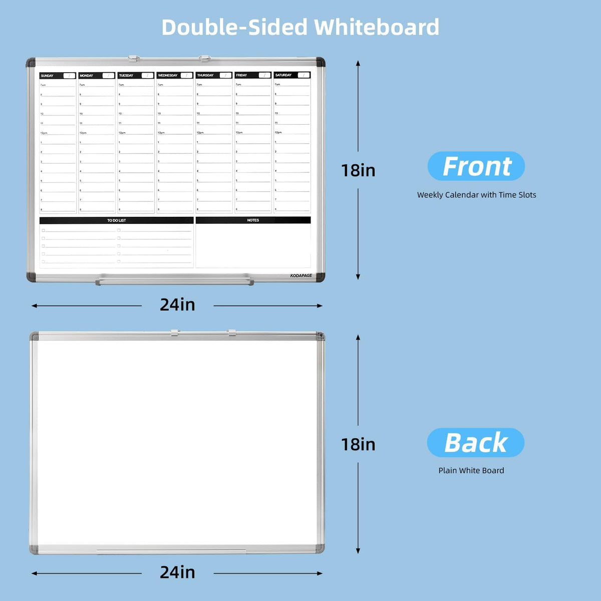 Planning Boards,White Board Dry Erase Calendar with Stand,Double-Sided Weekly Calendar Schedule Board with Time Slots&Monthly Planner with to DO List for Desk and Wall 16"×12"(1 Pack)