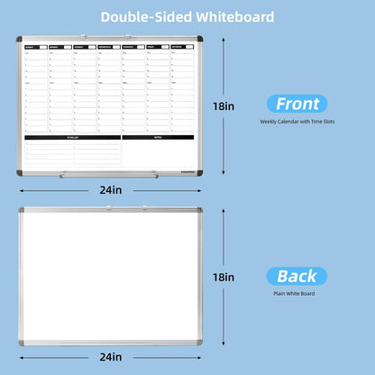 Planning Boards,White Board Dry Erase Calendar with Stand,Double-Sided Weekly Calendar Schedule Board with Time Slots&Monthly Planner with to DO List for Desk and Wall 16"×12"(1 Pack)