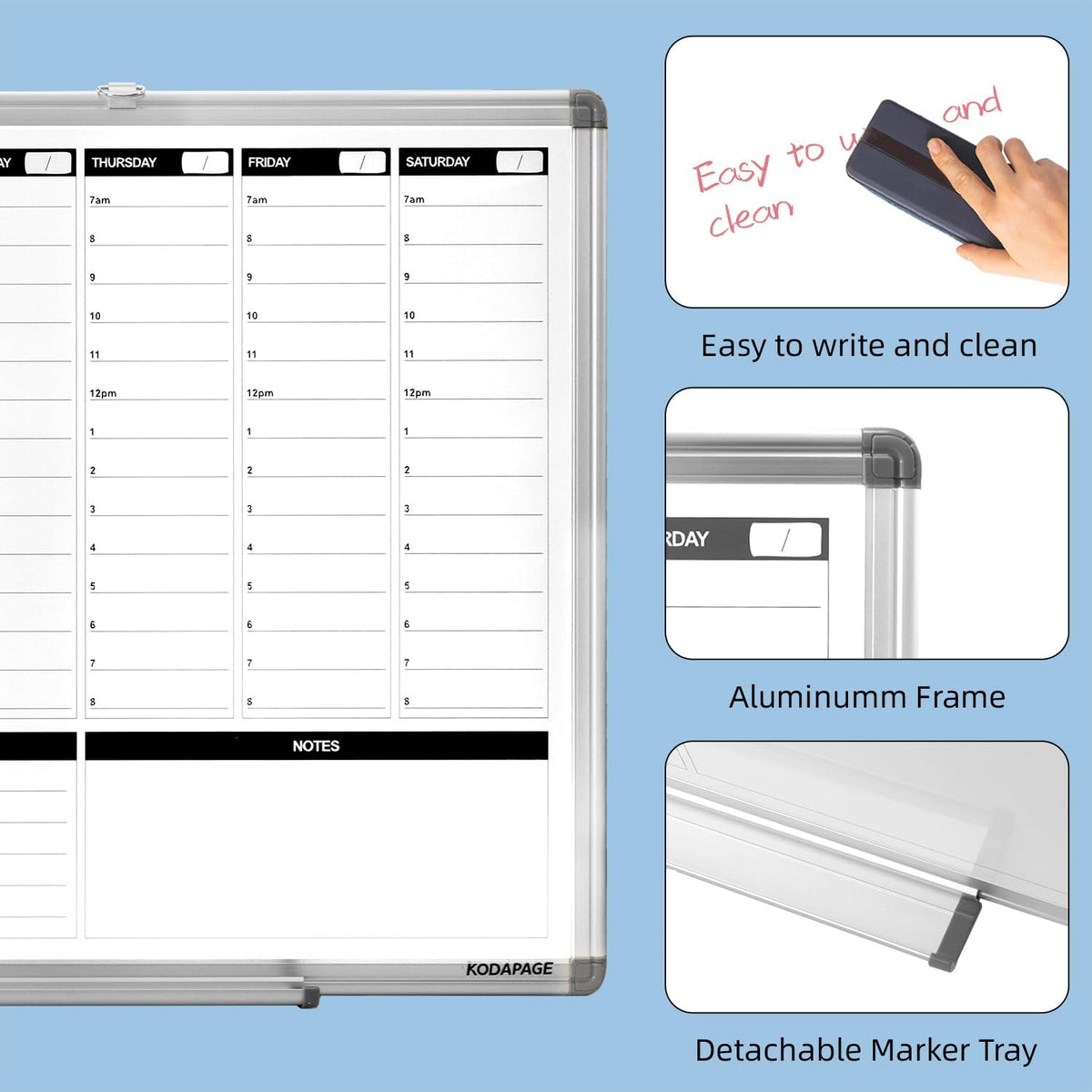 Planning Boards,White Board Dry Erase Calendar with Stand,Double-Sided Weekly Calendar Schedule Board with Time Slots&Monthly Planner with to DO List for Desk and Wall 16"×12"(1 Pack)