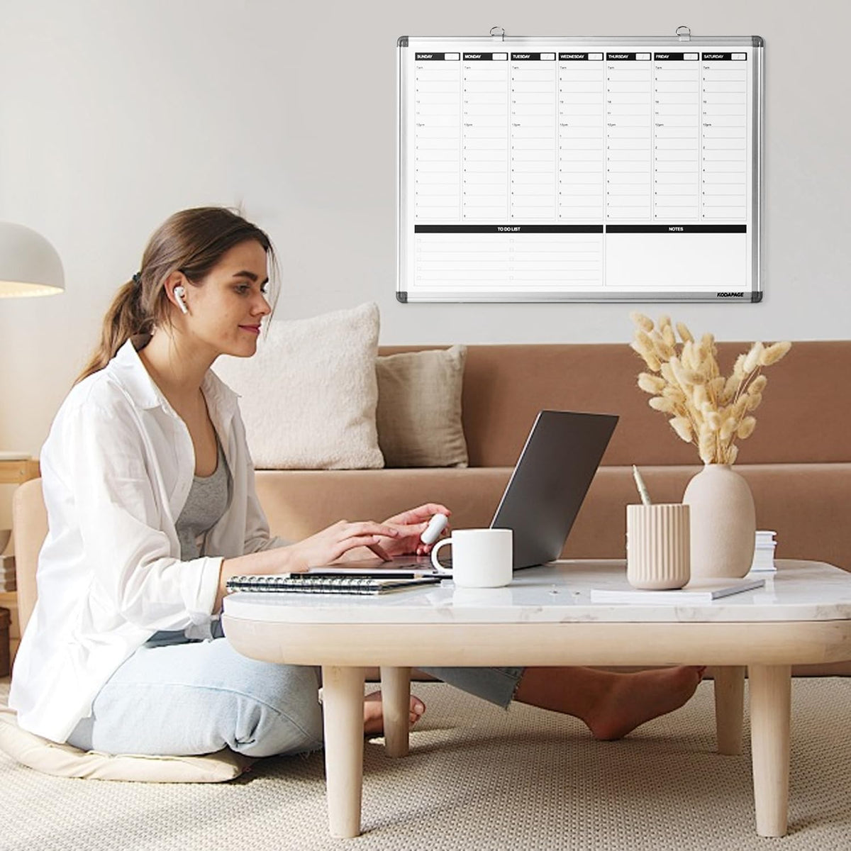 Planning Boards,White Board Dry Erase Calendar with Stand,Double-Sided Weekly Calendar Schedule Board with Time Slots&Monthly Planner with to DO List for Desk and Wall 16"×12"(1 Pack)