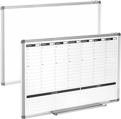 Planning Boards,White Board Dry Erase Calendar with Stand,Double-Sided Weekly Calendar Schedule Board with Time Slots&Monthly Planner with to DO List for Desk and Wall 16"×12"(1 Pack)