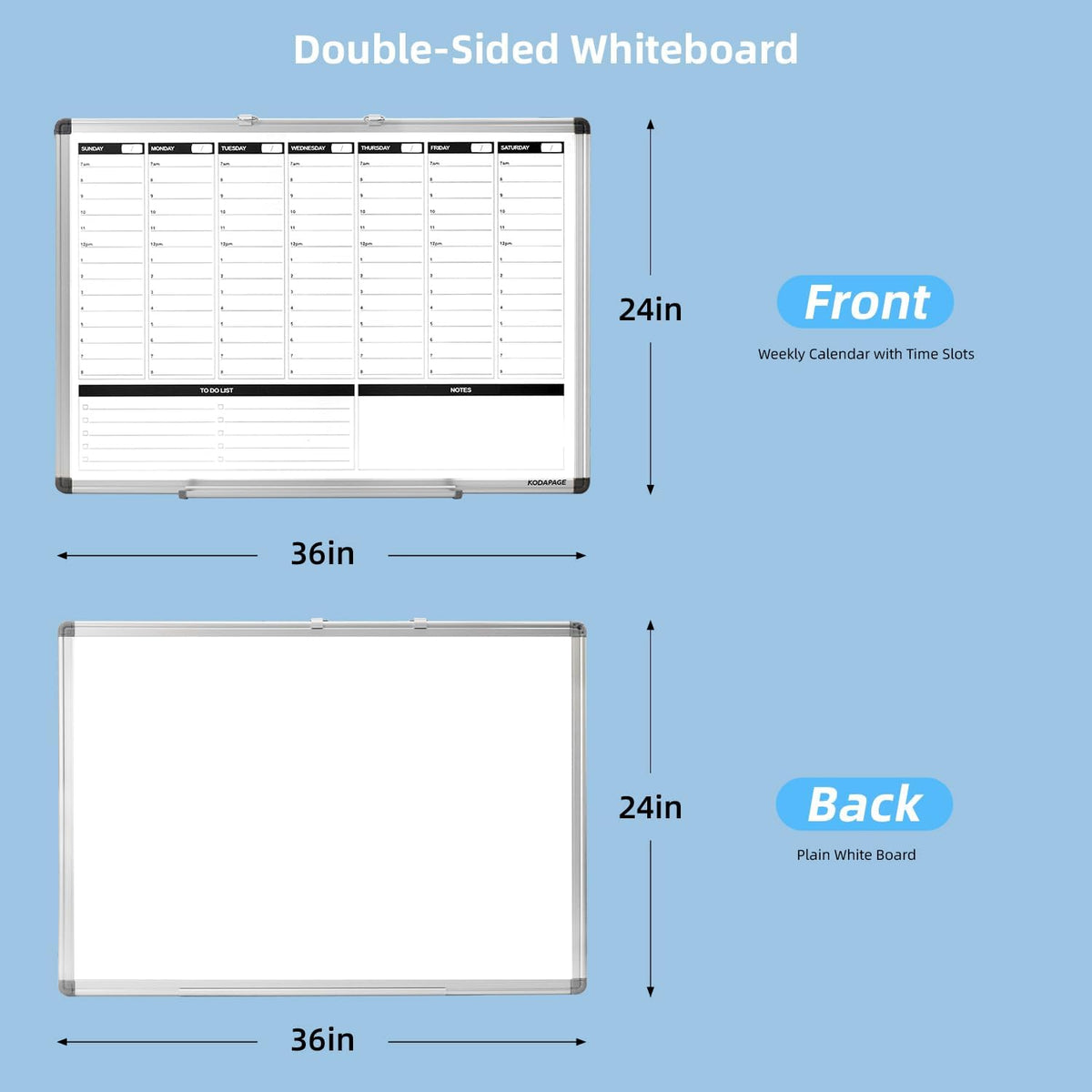 Planning Boards,White Board Dry Erase Calendar with Stand,Double-Sided Weekly Calendar Schedule Board with Time Slots&Monthly Planner with to DO List for Desk and Wall 16"×12"(1 Pack)