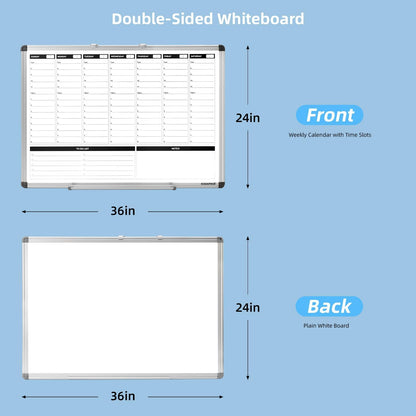 Planning Boards,White Board Dry Erase Calendar with Stand,Double-Sided Weekly Calendar Schedule Board with Time Slots&Monthly Planner with to DO List for Desk and Wall 16"×12"(1 Pack)