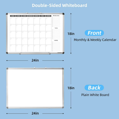 Planning Boards,White Board Dry Erase Calendar with Stand,Double-Sided Weekly Calendar Schedule Board with Time Slots&Monthly Planner with to DO List for Desk and Wall 16"×12"(1 Pack)
