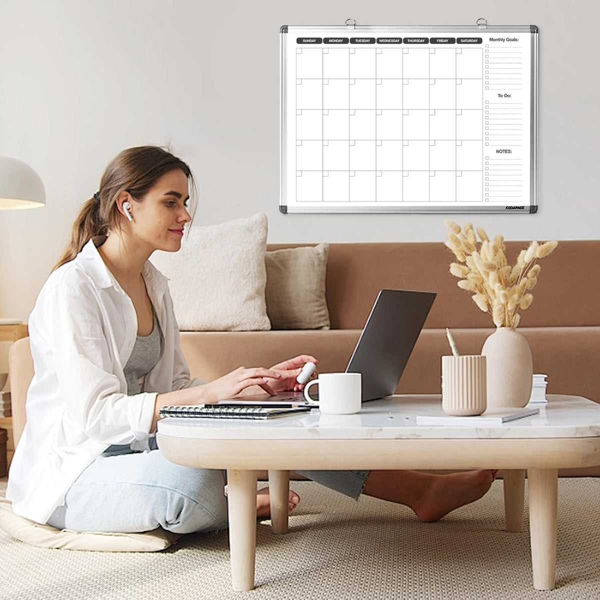 Planning Boards,White Board Dry Erase Calendar with Stand,Double-Sided Weekly Calendar Schedule Board with Time Slots&Monthly Planner with to DO List for Desk and Wall 16"×12"(1 Pack)