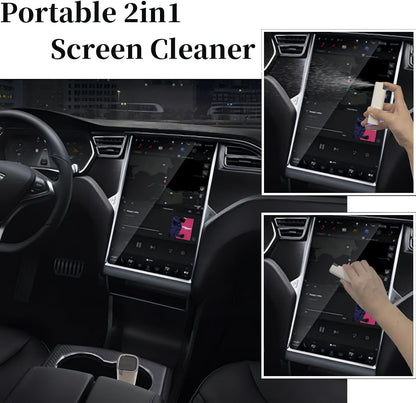 Car Screen Cleaner Spray and Wipe for Women, Cell Phone Touchscreen Cleaning Wiper Kit Accessories for MacBook Display iPad iPhone Mac Laptop Computer Monitor TV Screens, Black Grey White