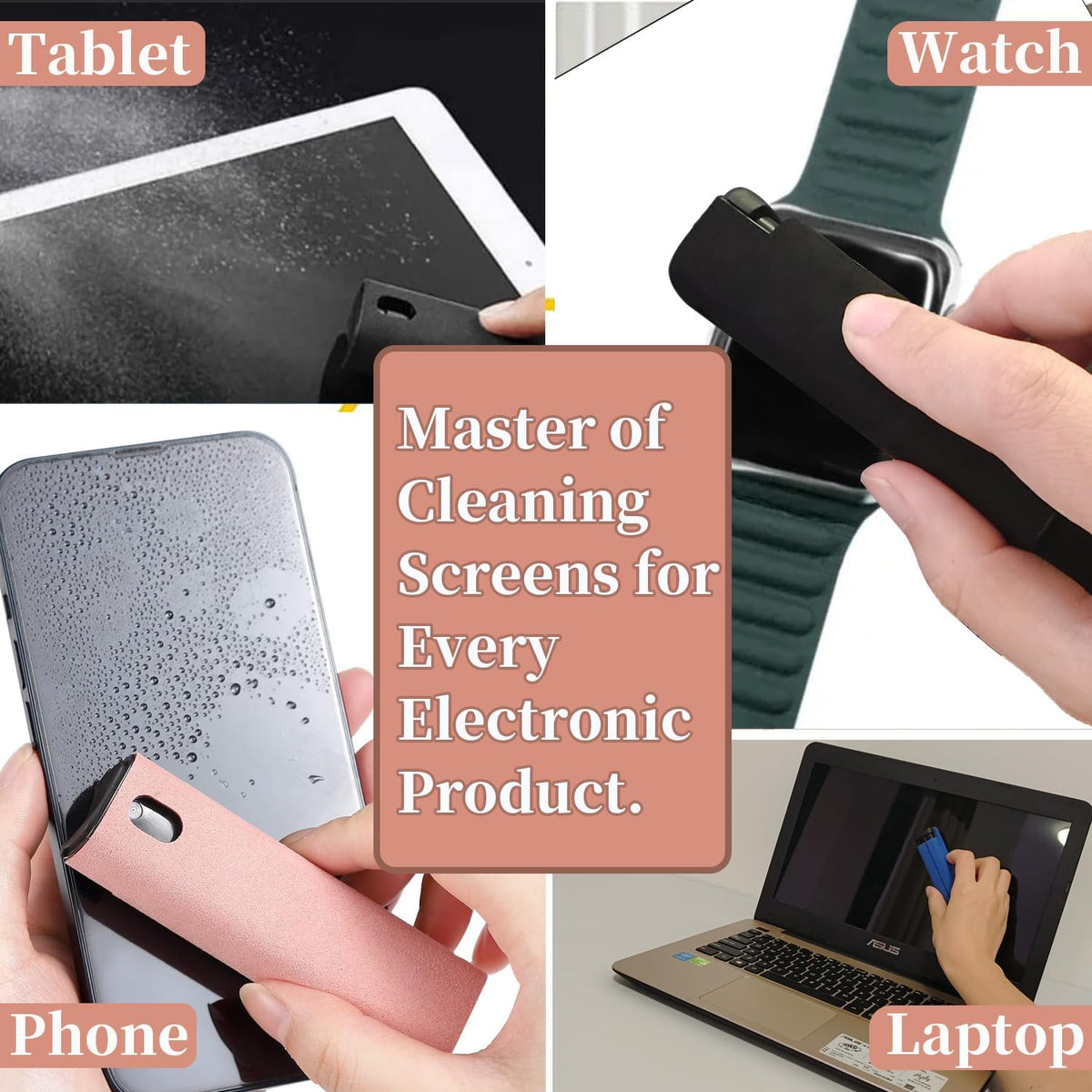 Car Screen Cleaner Spray and Wipe for Women, Cell Phone Touchscreen Cleaning Wiper Kit Accessories for MacBook Display iPad iPhone Mac Laptop Computer Monitor TV Screens, Black Grey White