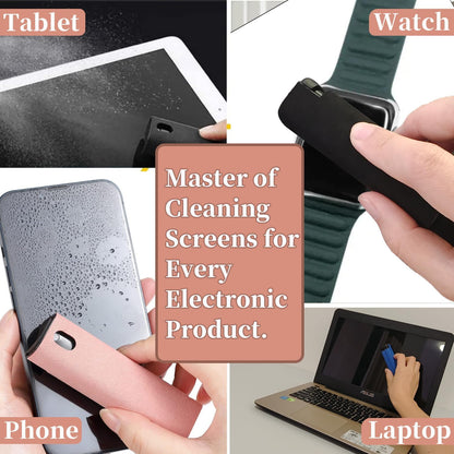 Car Screen Cleaner Spray and Wipe for Women, Cell Phone Touchscreen Cleaning Wiper Kit Accessories for MacBook Display iPad iPhone Mac Laptop Computer Monitor TV Screens, Black Grey White