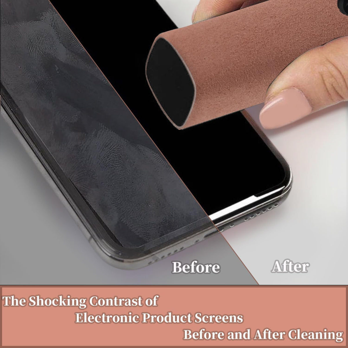 Car Screen Cleaner Spray and Wipe for Women, Cell Phone Touchscreen Cleaning Wiper Kit Accessories for MacBook Display iPad iPhone Mac Laptop Computer Monitor TV Screens, Black Grey White