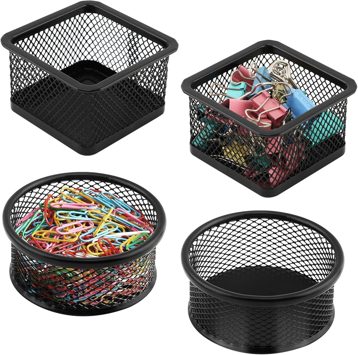 4pcs Paper Clip Holder - Mesh Stackable PaperClip Organizer for Desk