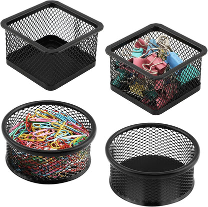 4pcs Paper Clip Holder - Mesh Stackable PaperClip Organizer for Desk