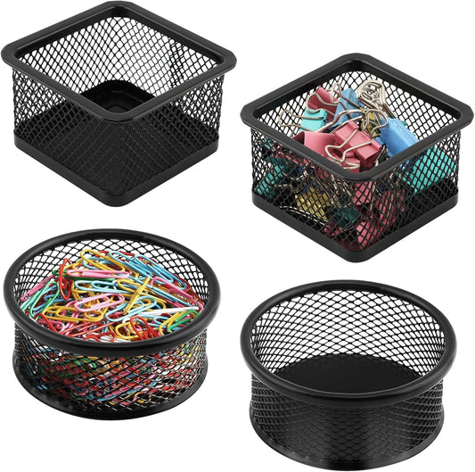 4pcs Paper Clip Holder - Mesh Stackable PaperClip Organizer for Desk
