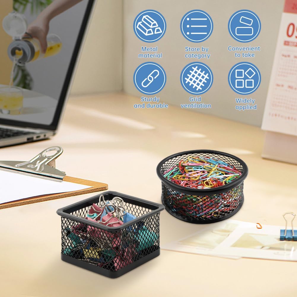 4pcs Paper Clip Holder - Mesh Stackable PaperClip Organizer for Desk
