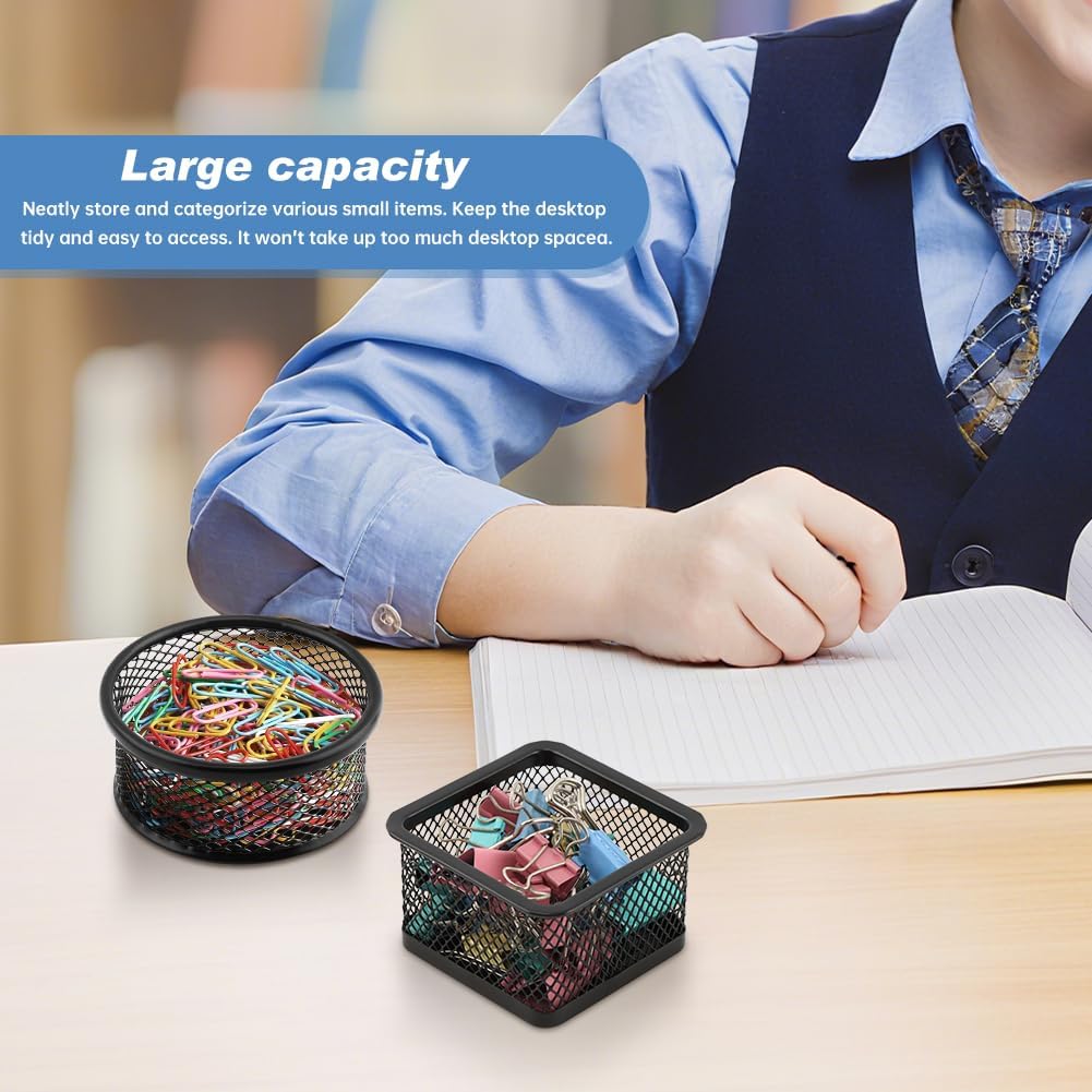 4pcs Paper Clip Holder - Mesh Stackable PaperClip Organizer for Desk