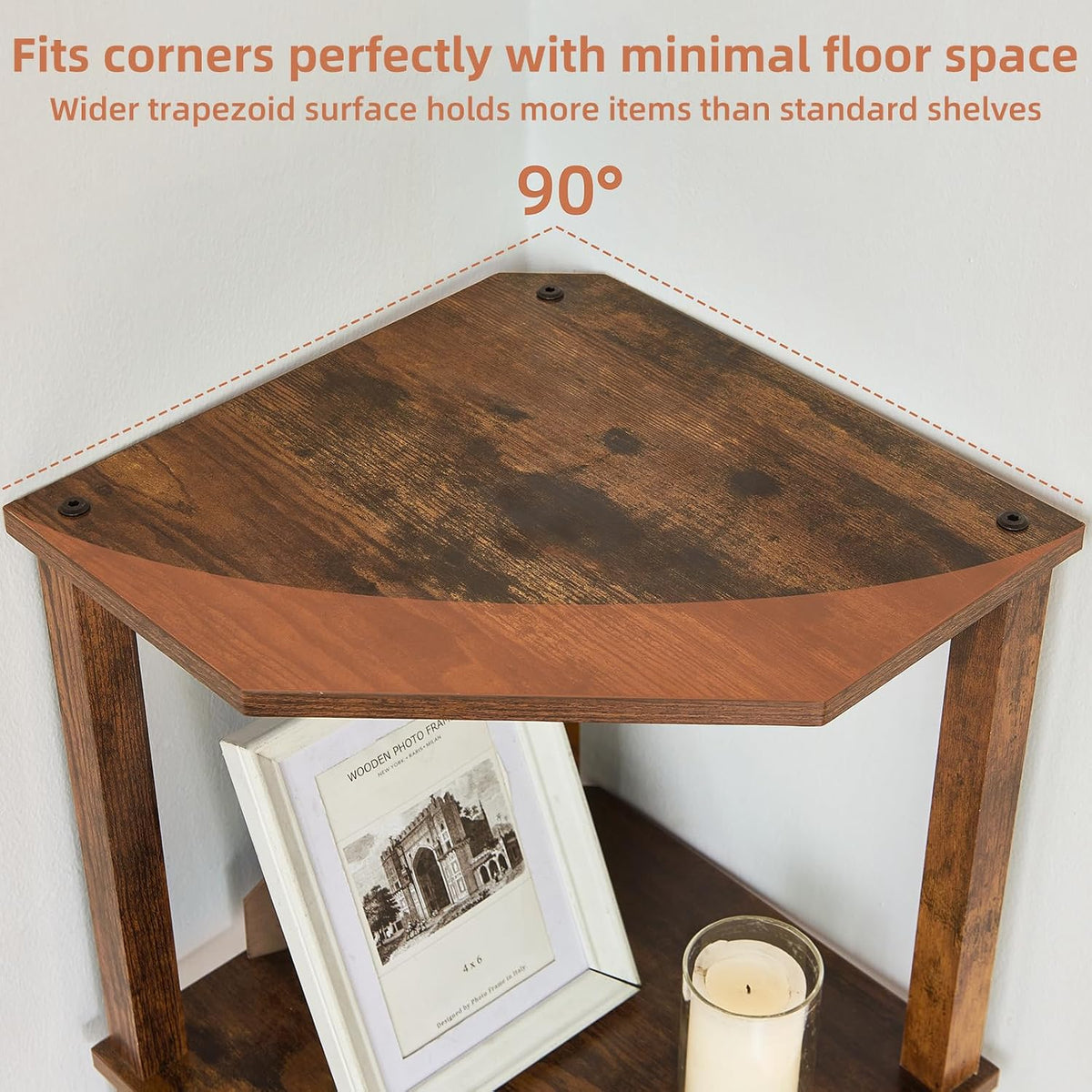 3-Tier Corner Shelf, Brown