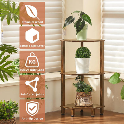 3-Tier Corner Shelf, Brown