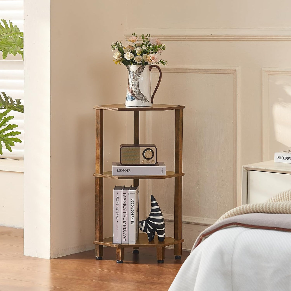 3-Tier Corner Shelf, Brown