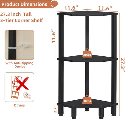 3-Tier Corner Shelf, Brown