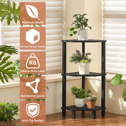 3-Tier Corner Shelf, Brown