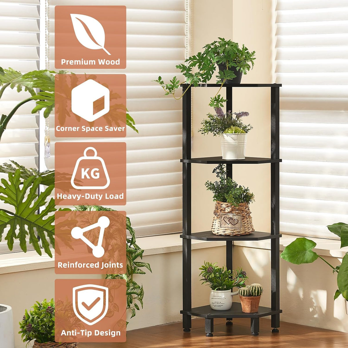 3-Tier Corner Shelf, Brown