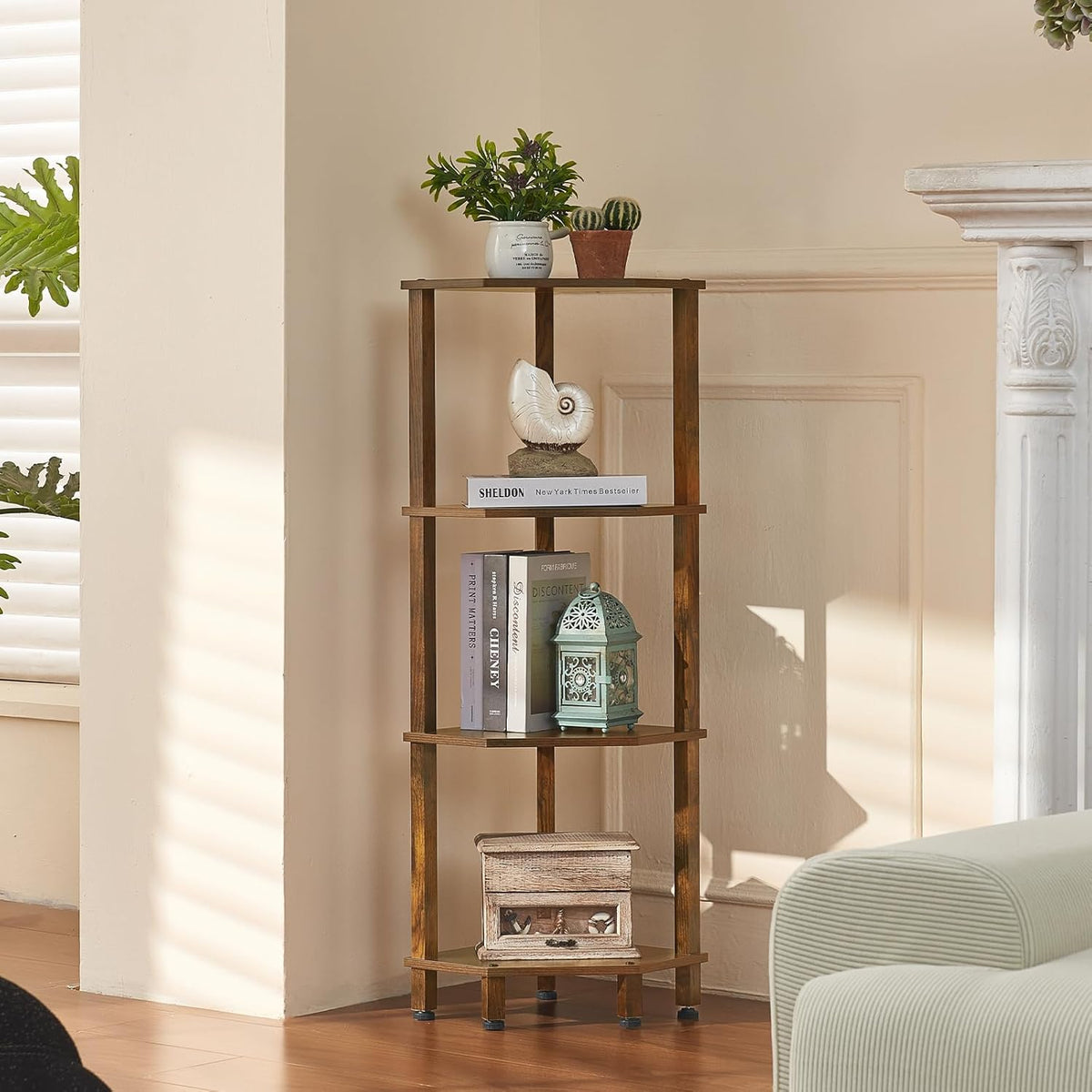 3-Tier Corner Shelf, Brown