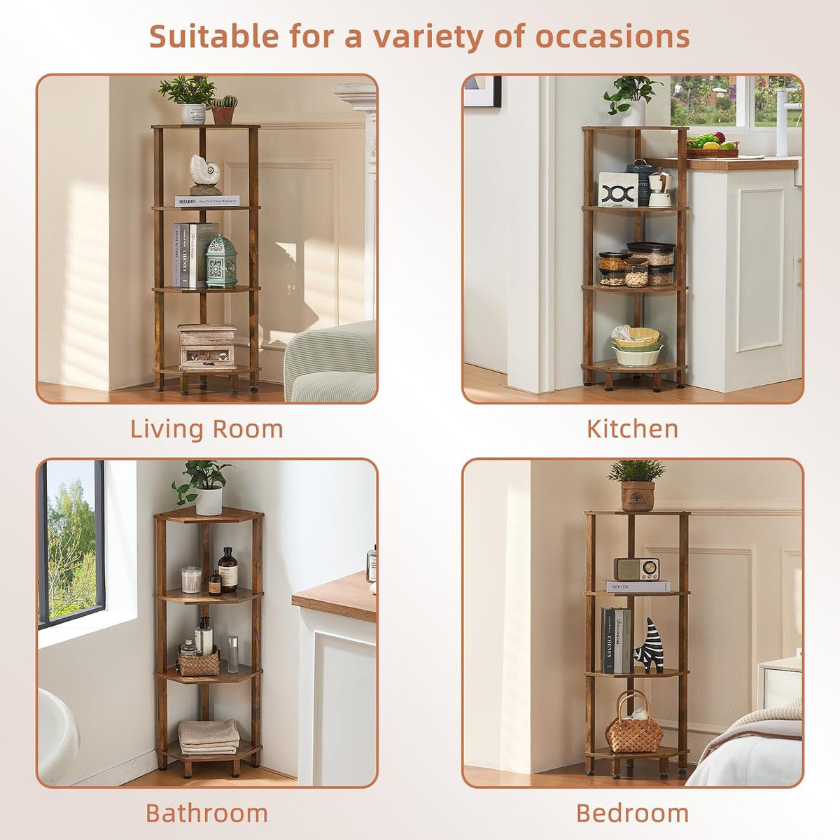 3-Tier Corner Shelf, Brown