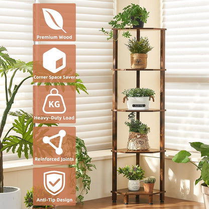 3-Tier Corner Shelf, Brown